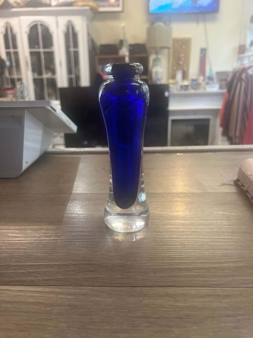 Orrefors Sven Palmqvist Cobalt Blue Sommerso Thick Glass Bud Vase Signed